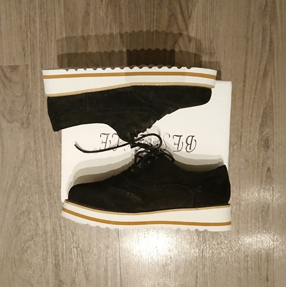 Black Suede Platform Oxfords